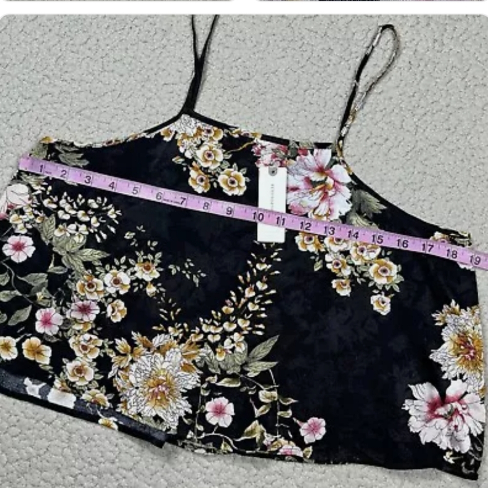 Floral Black Spaghetti Strap Top